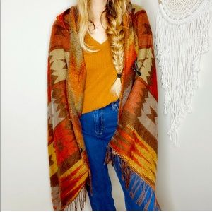 Aztec Print Boho Hooded Wrap Oversized Scarf